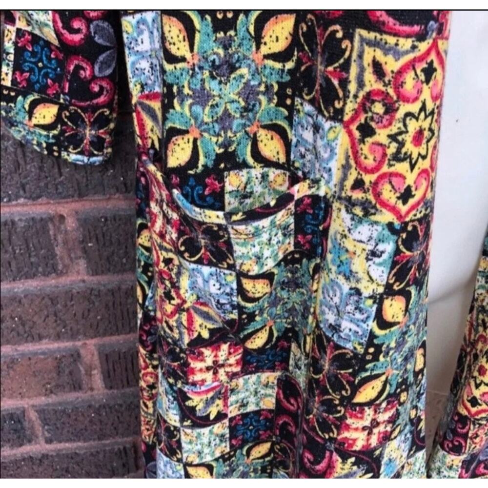 LuLaRoe Sarah Multicolor Stained Glass Moroccan Mosaic Duster Open Cardigan XS - Picture 8 of 9